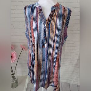 Roz & Ali Striped Multicolor Sleeveless Top
